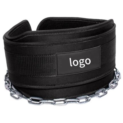 Leather Weightlifting Lever Belt with Chain