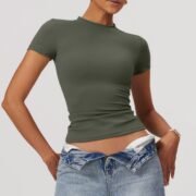 Women’s Crew Neck Super Stretchy Sports T-Shirt - Image 4