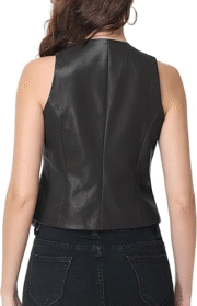 Women’s PU Leather Vest Stylish Sleeveless Faux Leather Jacket for Women - Image 3