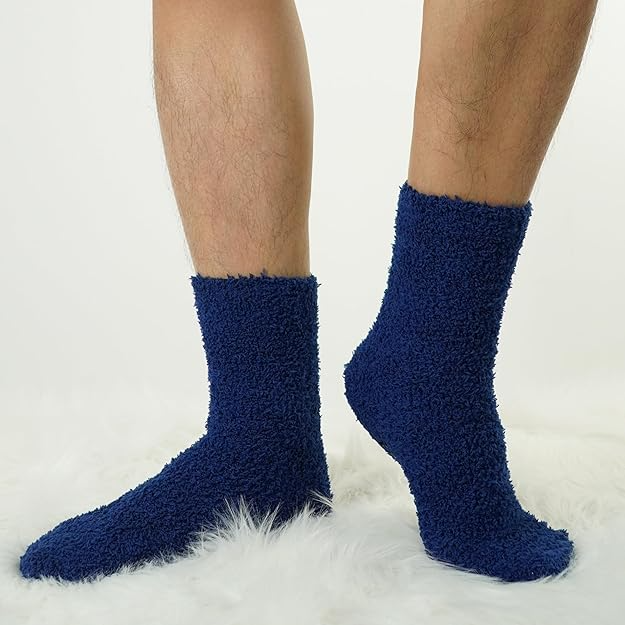 Men Fuzzy Slipper Socks with Grips