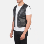 Brandon Black Leather Vest – Premium Genuine Leather Stylish Men’s Vest - Image 3